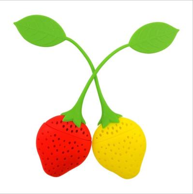 China Sustainable Fashionable Reusable Leaf Silicone Lime Shaped Strawberry Tea Infuser for sale