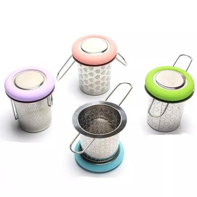 China WITH LID Sale Folding Handle Basket Hot Stainless Steel Tea Infuser Set 304 Tea Strainer With Handle And Lid for sale