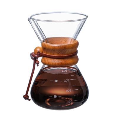 China Durable Classic Thickened Bamboo Glass Coffee Pot Heat Resistant Hand Punch Pot Sharing Pot for sale