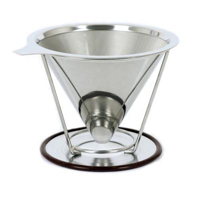 China Sustainable Professional Household Reusable Portable Pour Over Cone V60 Stainless Steel Coffee Filter for sale