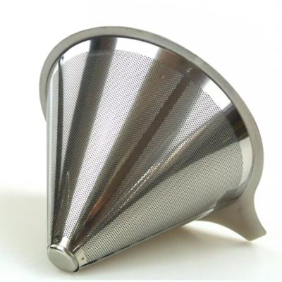 China Sustainable 304 Stainless Steel Non-Layer Hand-brewed Coffee Filter Funnel Without Filter Paper Drip Filter for sale