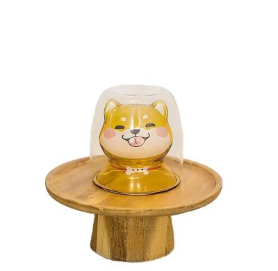 China 220ml Cute Viable High Quality Cartoon Dog Borosilicate Coffee Milk Glass Tea Cup New for sale