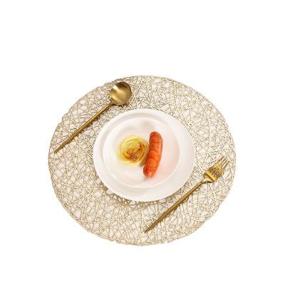 China Sustainable Creative Gold Silver Octagonal Round Heat Insulation Bronzing Place Mat PVC Material for sale