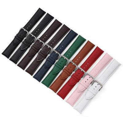 China 12 14 16 18 20 22 24 millimeter lychee pattern leather watchband leather black green soft genuine leather watch bands for watch men for sale