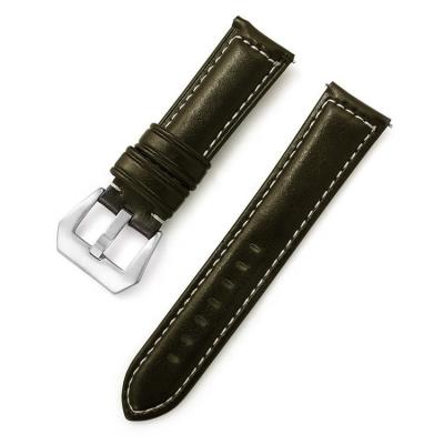 China 18 20 22 leather 24 quick release genuine leather straps for smart watch tan smooth vegan olive green leather watch band for sale