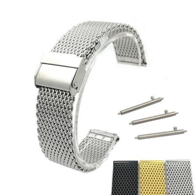 China Fashion 18mm 20mm 22mm 24mm Stainless Steel Mesh Watch Strap Woven Strap Milanese Quick Release 1.0 Strap Stainless Steel Watch Band for sale