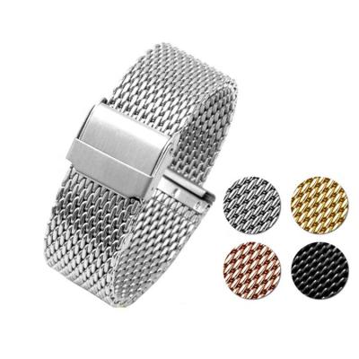 China 22mm Thick Stainless Steel Stainless Steel Buckle Watch Chain Milanese Strap For Men Solid Shark Mesh Band Watch for sale