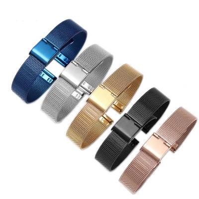 China Stainless steel gold black rose gold pvd mesh milanese watch strap for DW watch men 18mm metal mesh watch band for sale