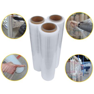 China Customized Free Size Pallet Moisture Proof Polyolefin Transparent LDPE Cast Hand Wrapping Stretch Plastic Film Roll for sale