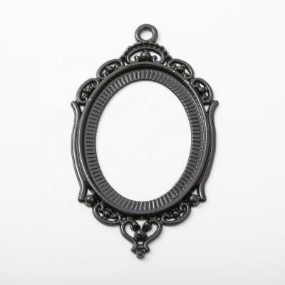 China Trendy Fashion Jewelry Metal Black Color Tray Charms Bezel Setting Charms Pendant for sale