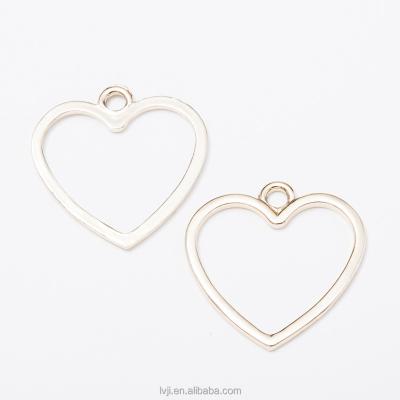 China Trendy Fashion Jewelry Gold Color Hollow Heart Charms Simple Necklace Pendant for sale