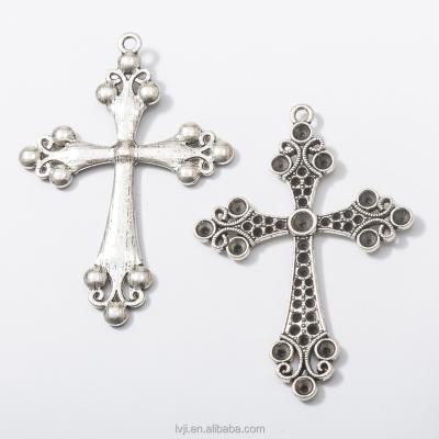 China Fashionable Wholesale Custom Alloy Cross Pendant, Necklace & Key Chain & Bracelet Parts Metal Cross Crucifix Charm for sale