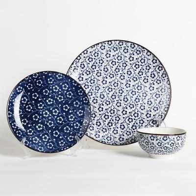 China Durable Pad Printing Tableware Sets Blue And White Good Quality Good Quality 12 Pcs Dinnerware Sets Ceramic Dinnerware 18pcs Porcelain for sale