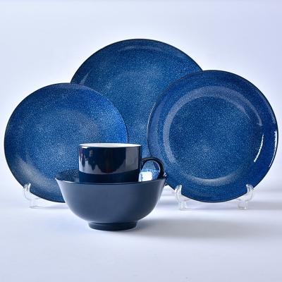 China Viable Wholesale Ceramic Dinnerware Set Trendy Gloss Logo Dinner Set Custom Color Crunch Dinnerware Set for sale