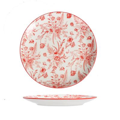 China Viable factory direct wedding restaurant with exquisite printing ceramic dishes porcelain dish dinner plate sets for sale