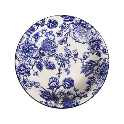 China Wholesale Soup Dishes Viable 7.5/9.25 Inch Padded Print Omega Ceramic Plates Elegance Ceramic Soup Dishes for sale