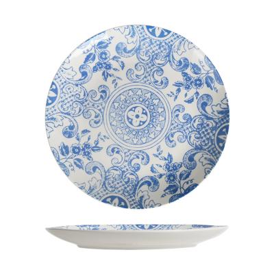 China Sustainable Classic Under Glazed Vintage Salad Bowl Daily Gift Household Artistic Round Dinner Dish for sale