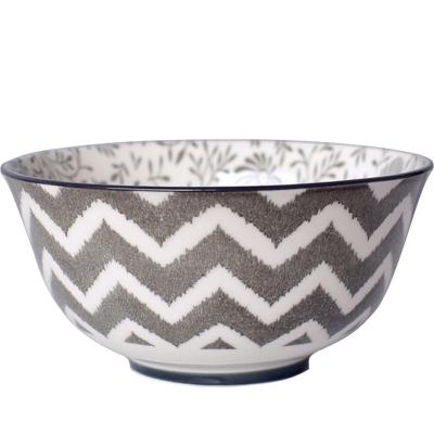 China Customized hot-selling viable personalized Japanese style tableware round pad printing ceramic rice bowl for sale