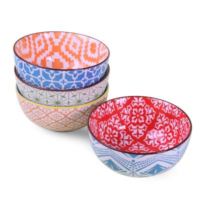 China Sustainable New Design Customized Hot Sale Pad Printing Salad Bowl Color Ceramic Bowl for sale