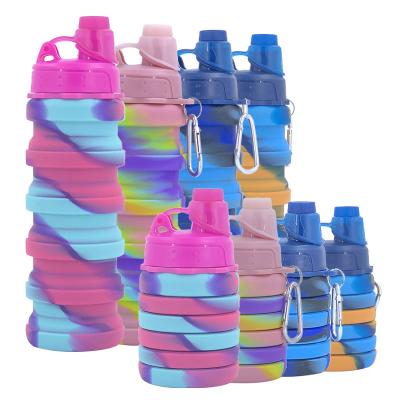 China Cartoon Source Factory Silicone Folding Water Bottle Portable Creative Water Cup Outdoor Sports Bike Plastic Water Bottle 500ml for sale