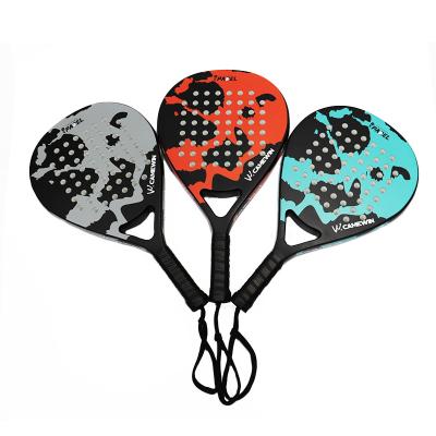 China Lightweight PU Paddle Racket Paddle Tennis Racket Padel Beach Tennis Racket with Carbon Fiber Frame and Black Soft EVA Core for sale