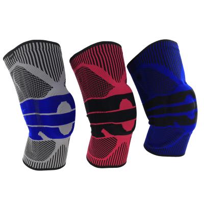 China Breathable 3D Knitted Nylon Knee Support Elastic Compression Patella With Spring Stabilizer Knee Brace for sale