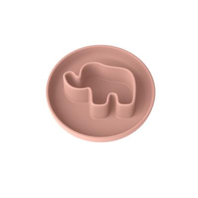 China Non-Toxic Microwave Oven Safe Elephant Shape Non-Slip Silicone Baby Feeding Dish With Suction For Weaning Babies for sale