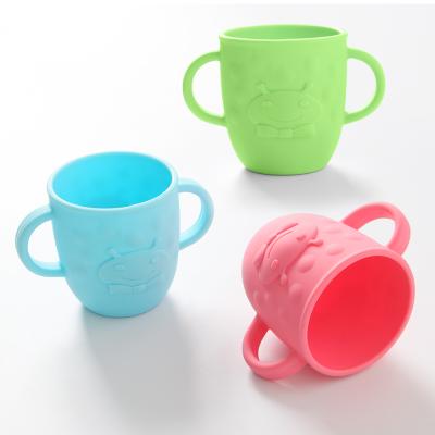 China New Design Cartoon Water Bottle BPA Free Infant 100% Food Grade Silicone Cup With Handles for sale