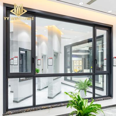 China YY Magnetic Commercial Residential Energy Efficient Thermal Break Screen Windows Aluminum Casement Window for sale