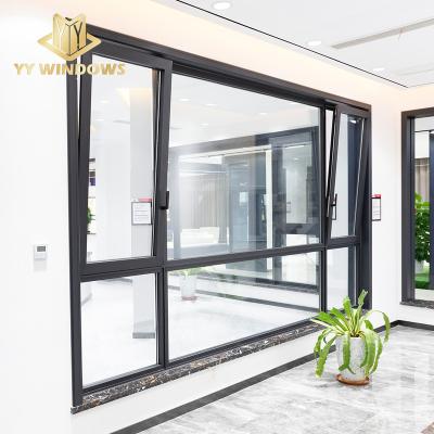 China Modern Design Glass Window Screen Magnetic Hot Sale High Energy Efficient Tilt And Turn Frame House Black Aluminum Cladding Window for sale