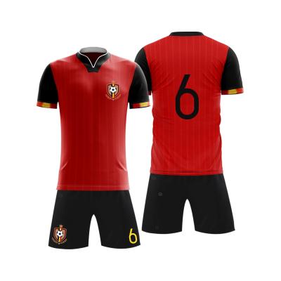 China Breathable kundenspezifische Fußball-Uniform-schnelles trockenes Fußball-Polyester-Gewebe-Hemd zu verkaufen