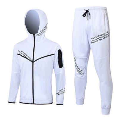 Китай Набор тренировки футбола простого белого полного Drawstring Tracksuits футбола длинного с капюшоном продается