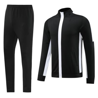 China Training Retro Football Tracksuits Black Full Zip Soccer Training Set for sale