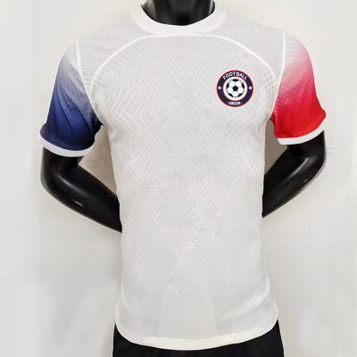 中国 100% Polyester Custom Football Jersey 140-145gsm White Soccer Jersey 販売のため