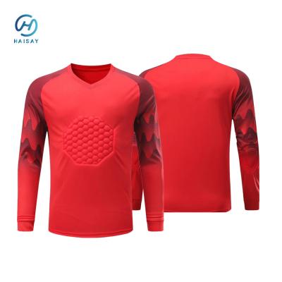 China Juventude/adulto e tamanhos infantis Camisa de guarda-redes de futebol Camisa desportiva com almofada Manga longa Peso de tecido 140gm à venda