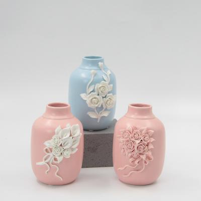 China Simply Traditional Ceramic 3D Vase Set Of 3 For Home Decor for sale