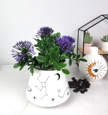 China Modern Chinese Manufacture Customized Hand Painted Stars Series Home Decor Small Flower Pots for sale