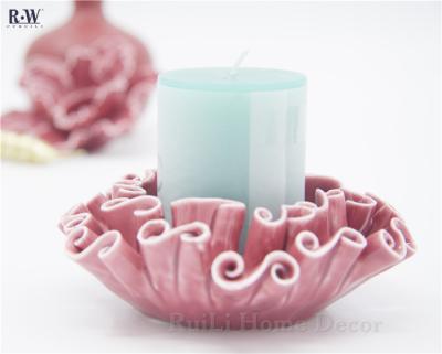 China Home Use And Home Handmade Flower Decoration Ceramic Candle Holder for sale