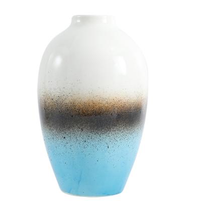 China 2021 Rustic Popular Design Home Decor On Glazed Blue And Black Ceramic Vase for sale