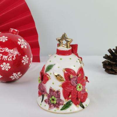 China Decor& New Design High Quality Hand Paint Ceramic Musical Christmas Gifts Hanging Bell for sale