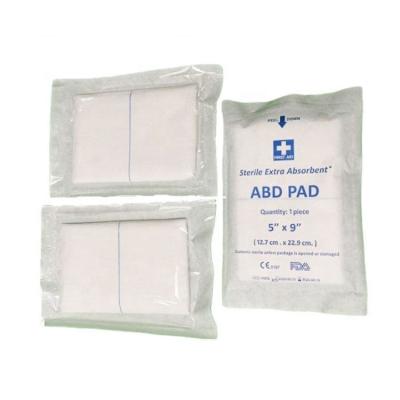 China Proveedores de vendaje con cinta médica 100% de algodón puro Trauma quirúrgico Envase abdominal ABD Pad Manufacturer en venta