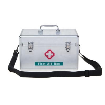 Cina Aluminium Shoulder strap Emergency Medical Supplies box workshop metal First Aid box Storage case  with lock in vendita