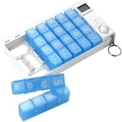 China Promotion reminder timer lock dispenser box timing alarm travel for self-timer weekly organizer electronics pill box 7 day zu verkaufen