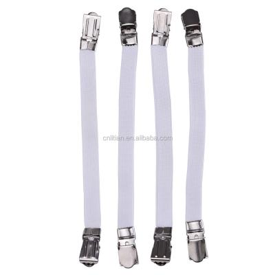 China Disposable Adjustable Elastic Sheet Clips Suspenders Holder Clips Clips Fasteners / White, 1-Pack (4 PCs) for sale