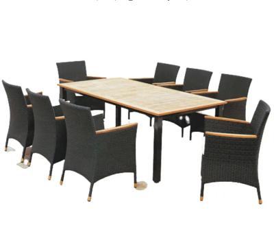 China 7pcs outdoor Rattan furniture pool side furniture rectangle wooden garden tables with 6 plastic dining chairs---8300 for sale