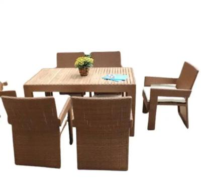 China 7 pcs outdoor patio garden teak wooden dinning set rattan dining chairs---YS4509 for sale