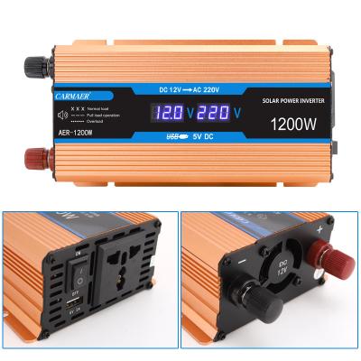 China For Small Fan 1200W Modified Pure Sine Wave Mini Car Power Inverter Soft Starter Single Phase DC 12V 12 Volt Power Supply AC 220V UK for sale