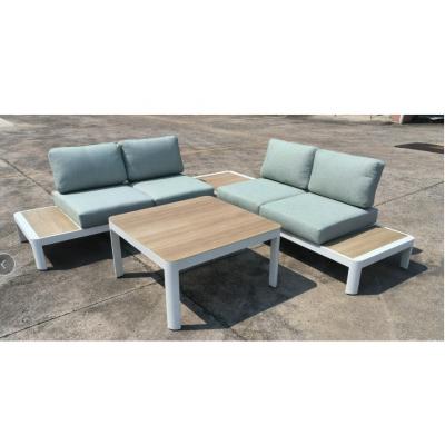 China Outdoor Garden Furniture Aluminum Rattan Sofa Set Luxury Table Teapoy Bistro Set Dinner Set for sale