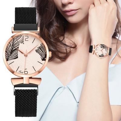 中国 Top Brand Women Watches Fashion Square Ladies Leather Quartz Watch Simple Mesh Luxury Women Magnetic Wristwatches 販売のため