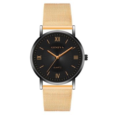 Cina Hot Selling Simple Personality Diamond Scale Alloy Mesh Belt Watch Features Roman Face Shell Wild Men'S Watch in vendita